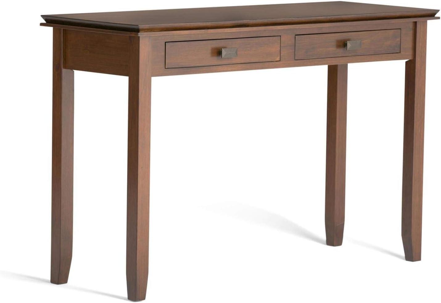 Artisan Transitional Solid Wood Console Table with Storage in Russet Brown