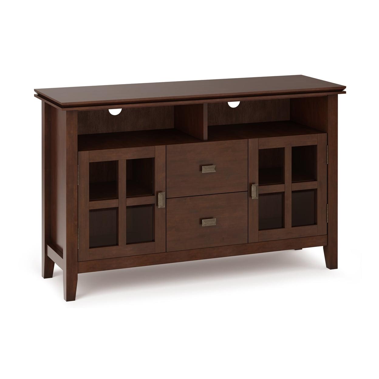 Russet Brown Solid Wood 48" TV Media Stand with Cabinets