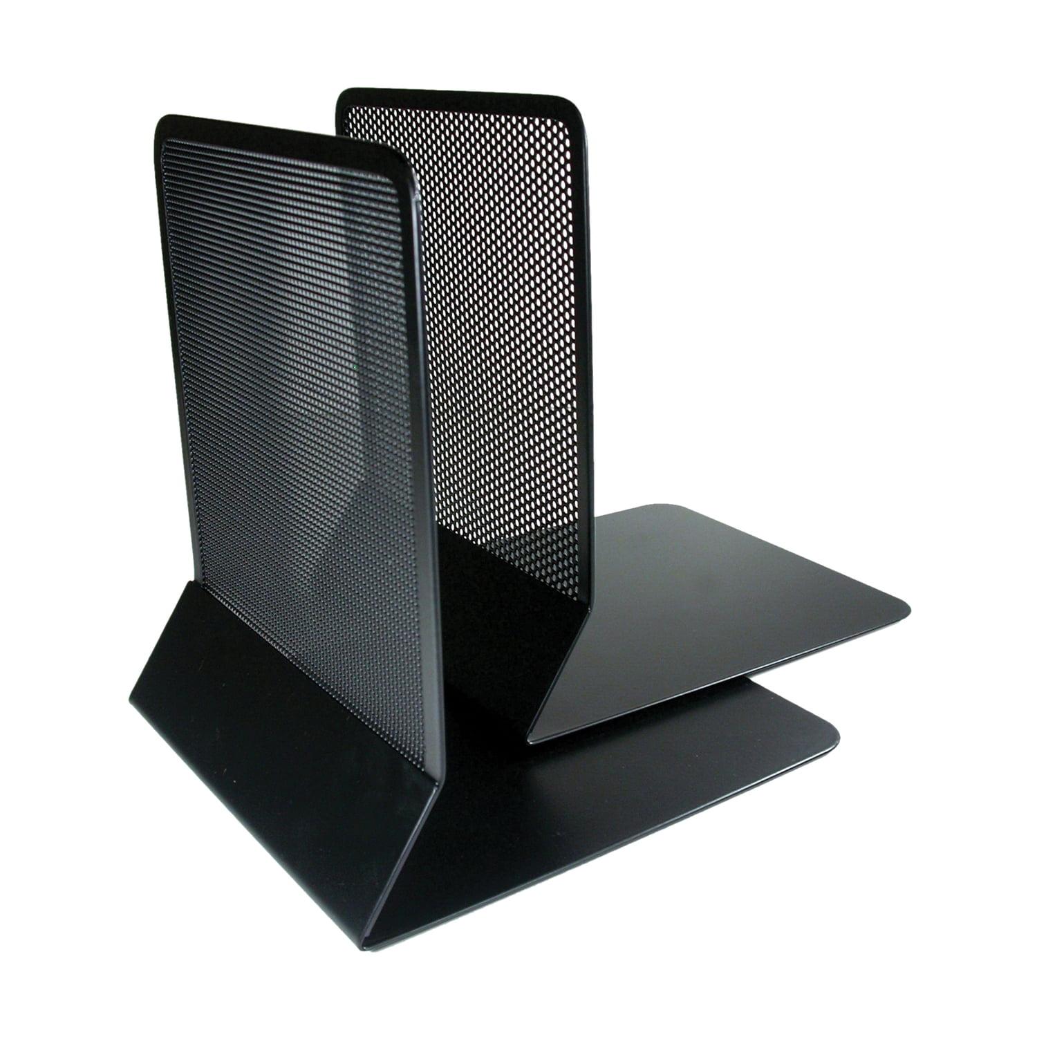 Urban Elegance Satin Black Punched Metal L-Shaped Bookends