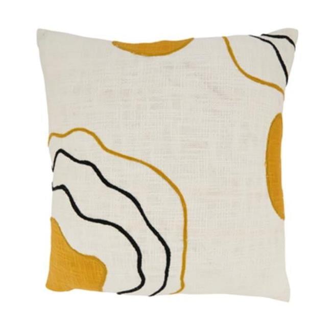 Artistic Expression Abstract Yellow Cotton Throw Pillow, 20" x 20"