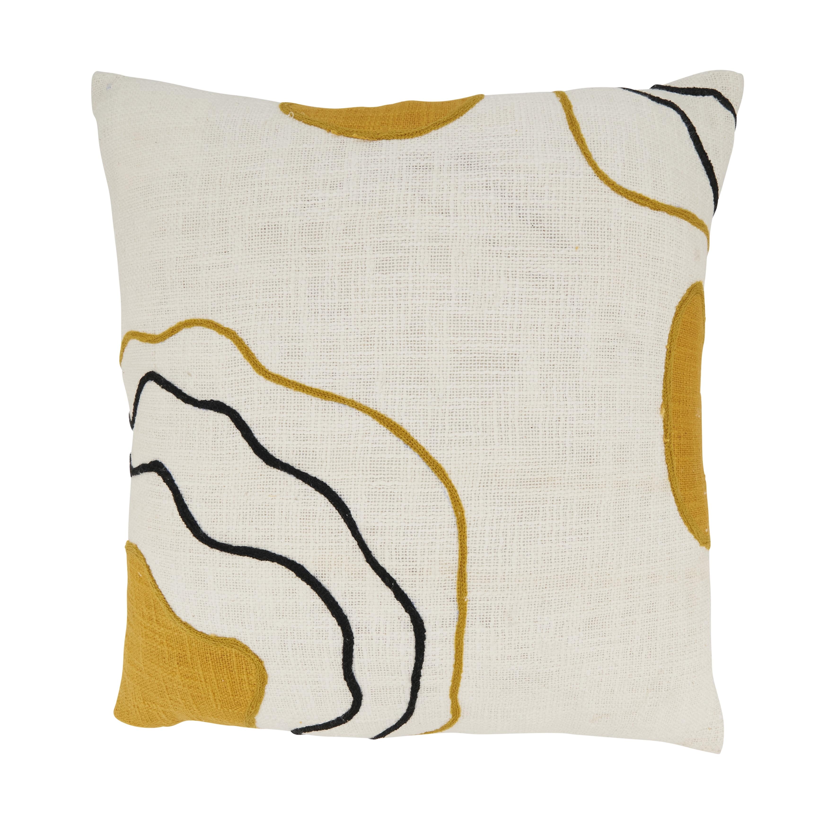 Saro Lifestyle Artistic Expression Abstract Poly Filled Throw Pillow, 20"x20", Yellow