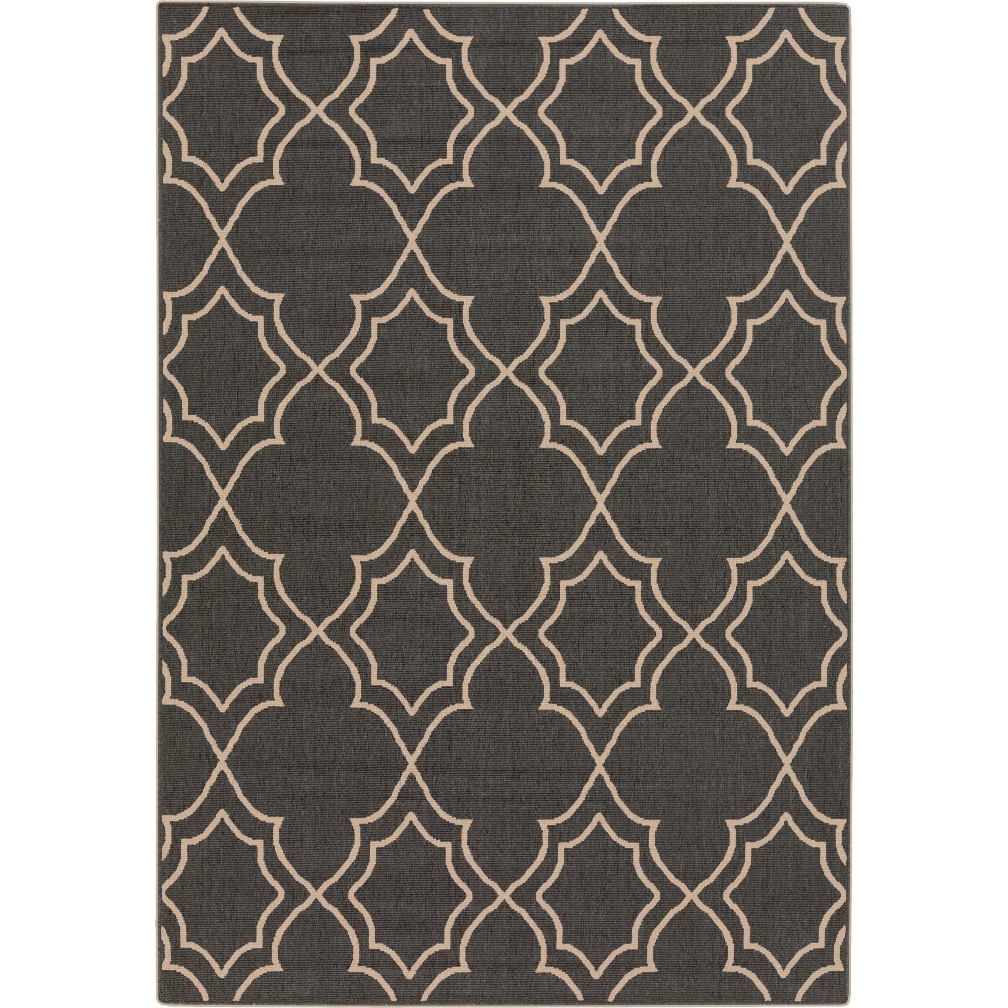 Handmade Trellis Black Viscose 5' x 7' Stain-Resistant Rug