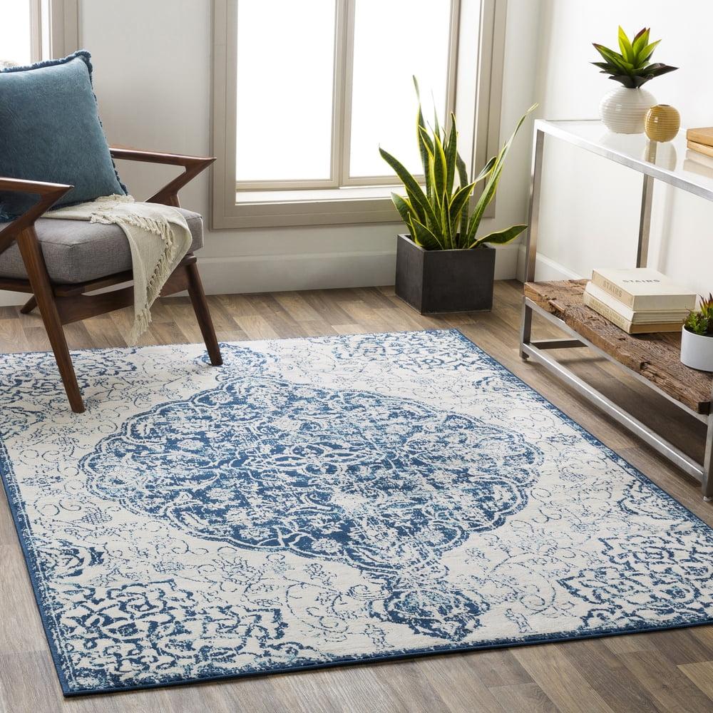 Livabliss Floransa Vintage Medallion Area Rug,5'3" x 7'1",Navy