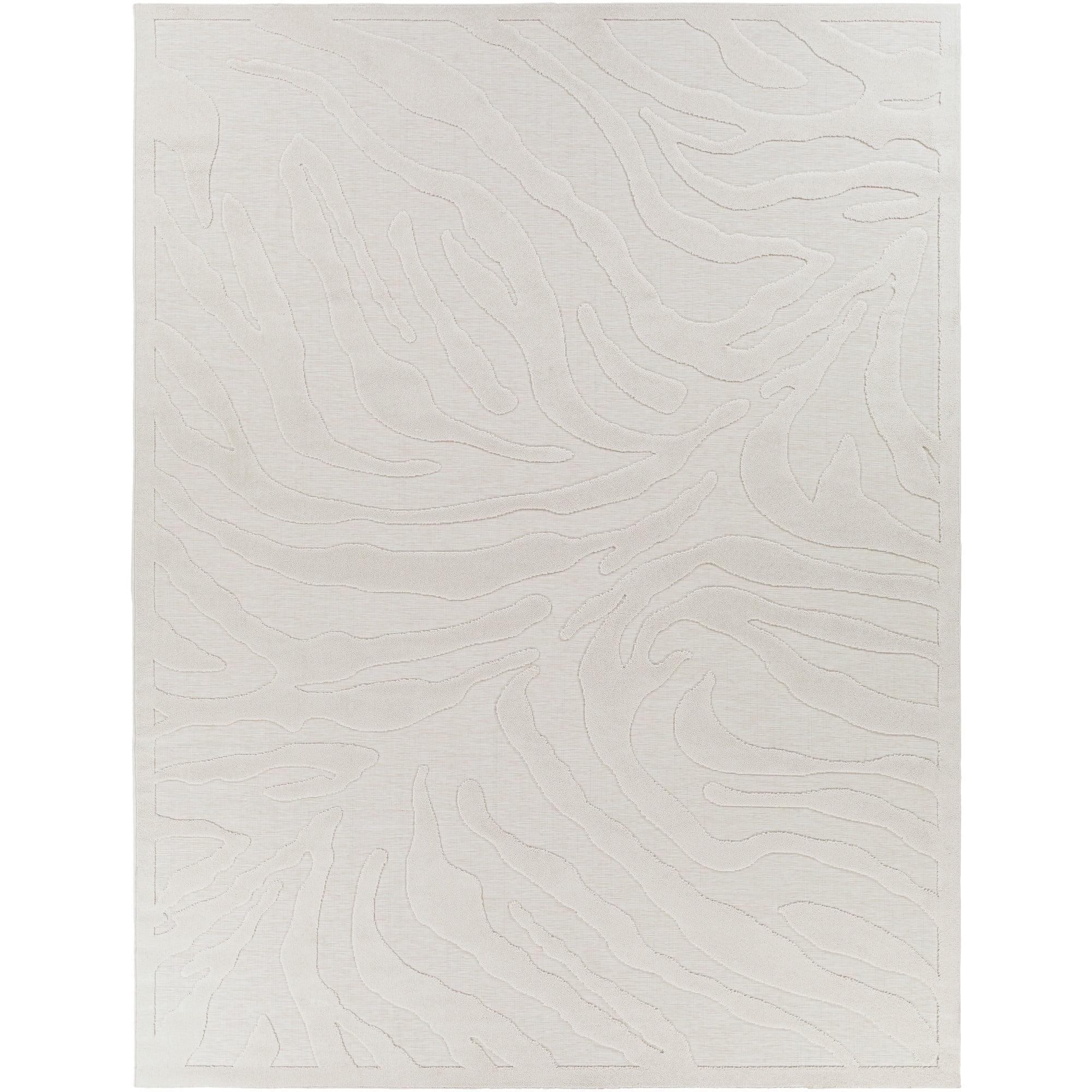 Cream Flat Woven Synthetic Indoor/Outdoor Area Rug, 8' x 10'