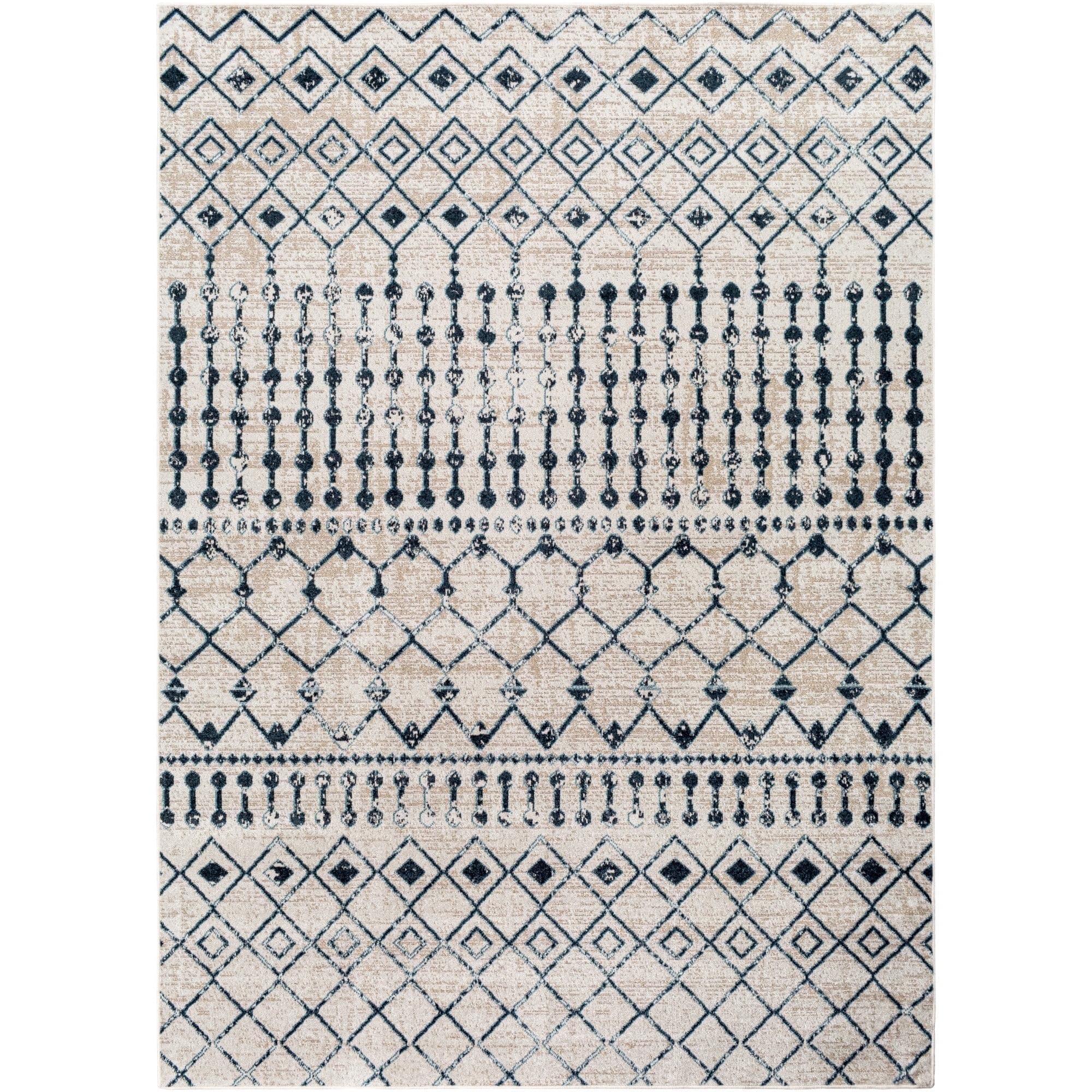 Livabliss Lavadora Tribal Machine Washable Indoor Area Rug, Navy/Grey ,7'10" x 10'