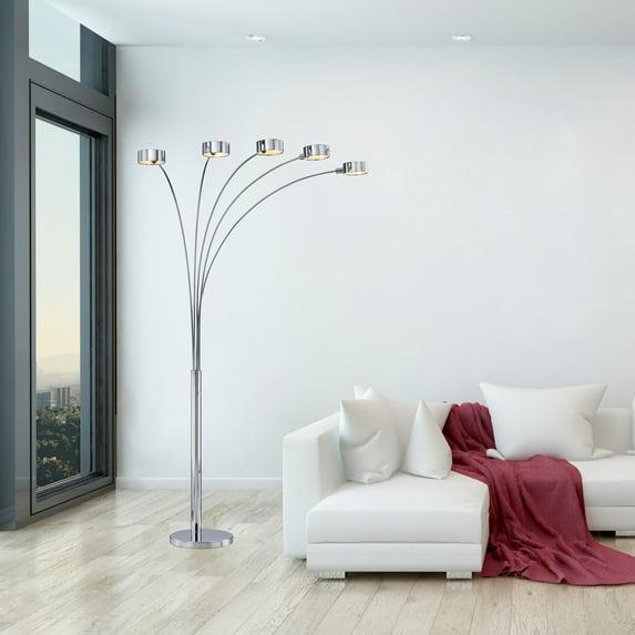 Artiva USA 88" Micah Arched Floor Lamp with Dimmer, Chrome