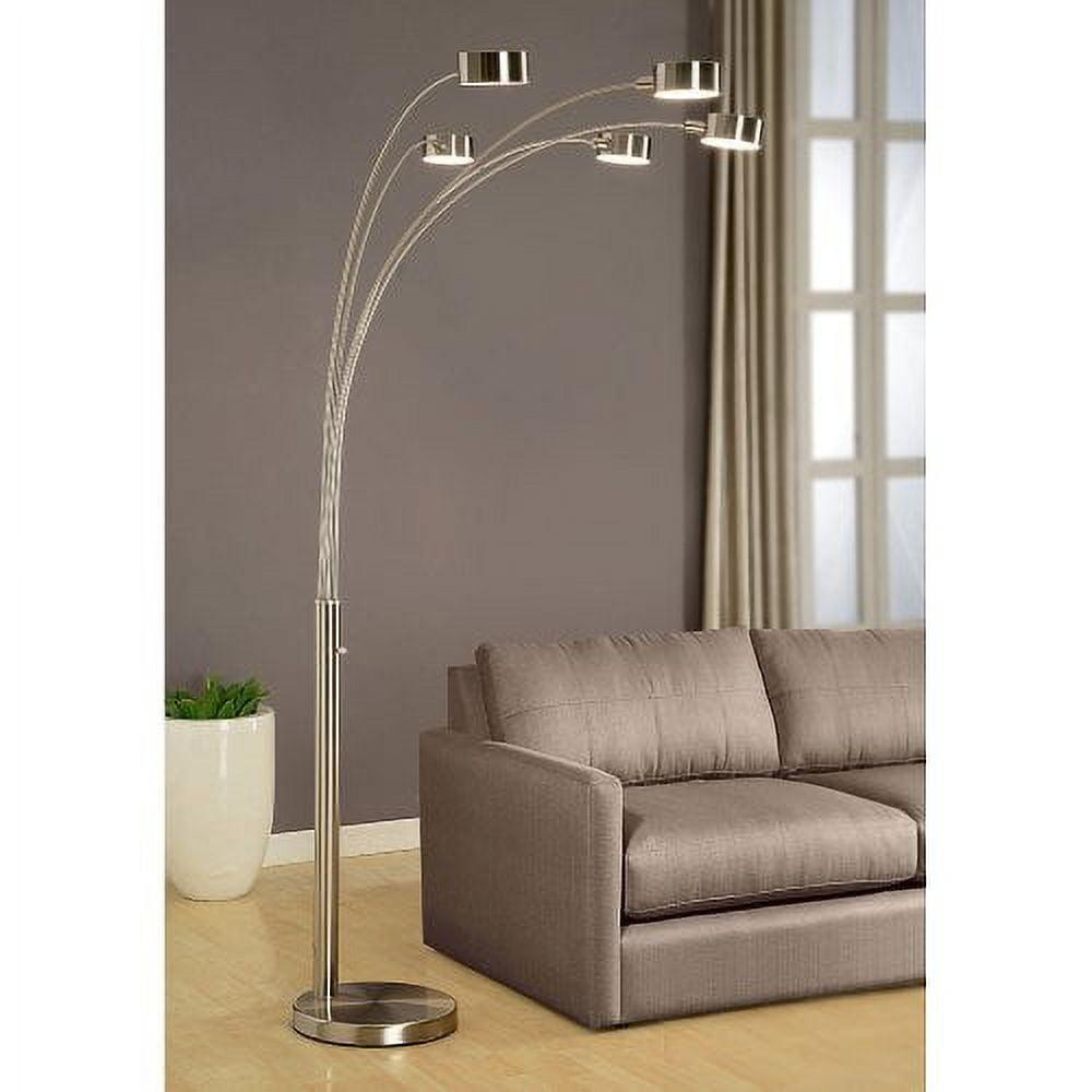 Artiva 88" Brushed Steel Adjustable Multi-Head Arc Floor Lamp