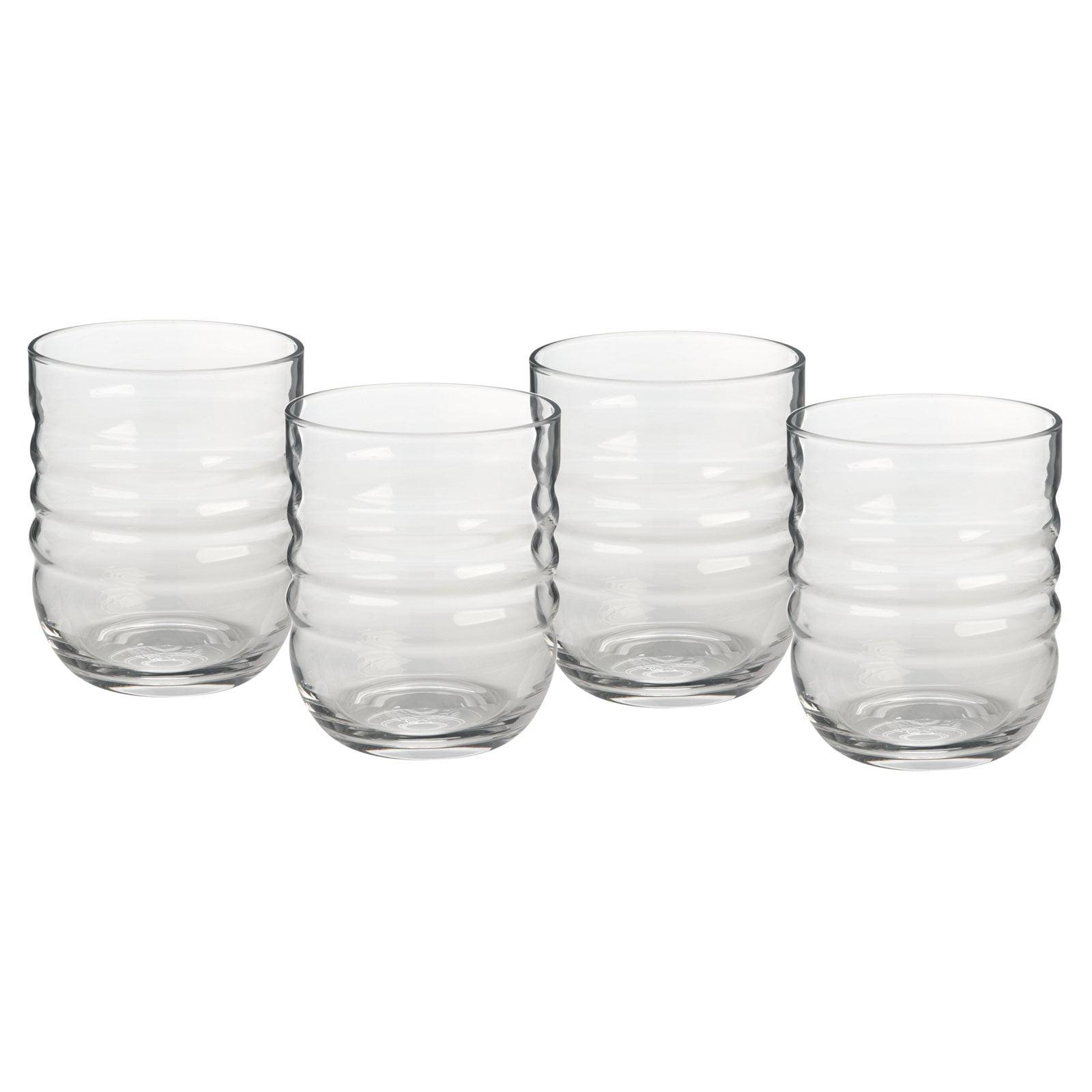 Clear Ribbed Glass Double Old-Fashioned Set of 4