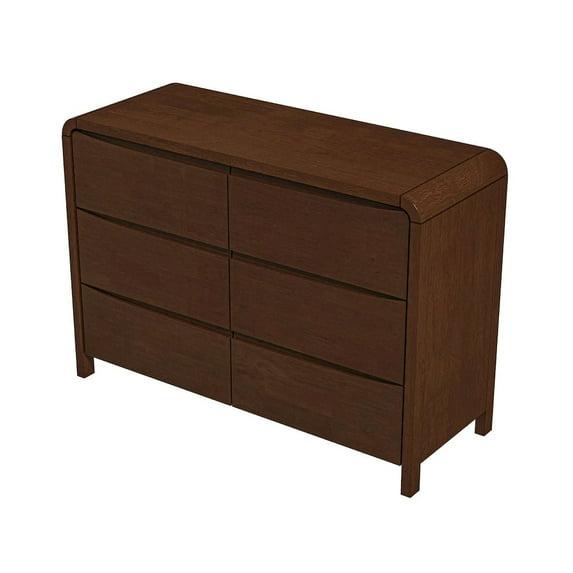 Arton Mid Century Modern Solid Wood Walnut Dresser with 6 Drawers