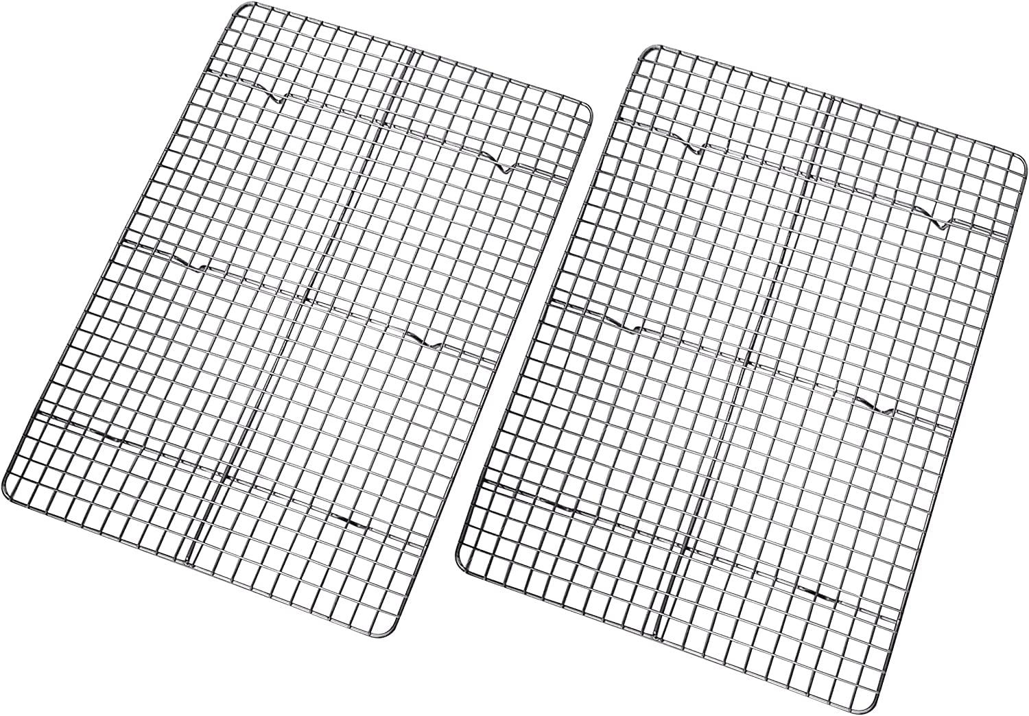 Cooling Rack - Set of 2 Stainless Steel BBQ Grill, Oven Safe Grid Wire Racks for Cooking & Baking by Casewin- 8.66*6.3*0.59inch