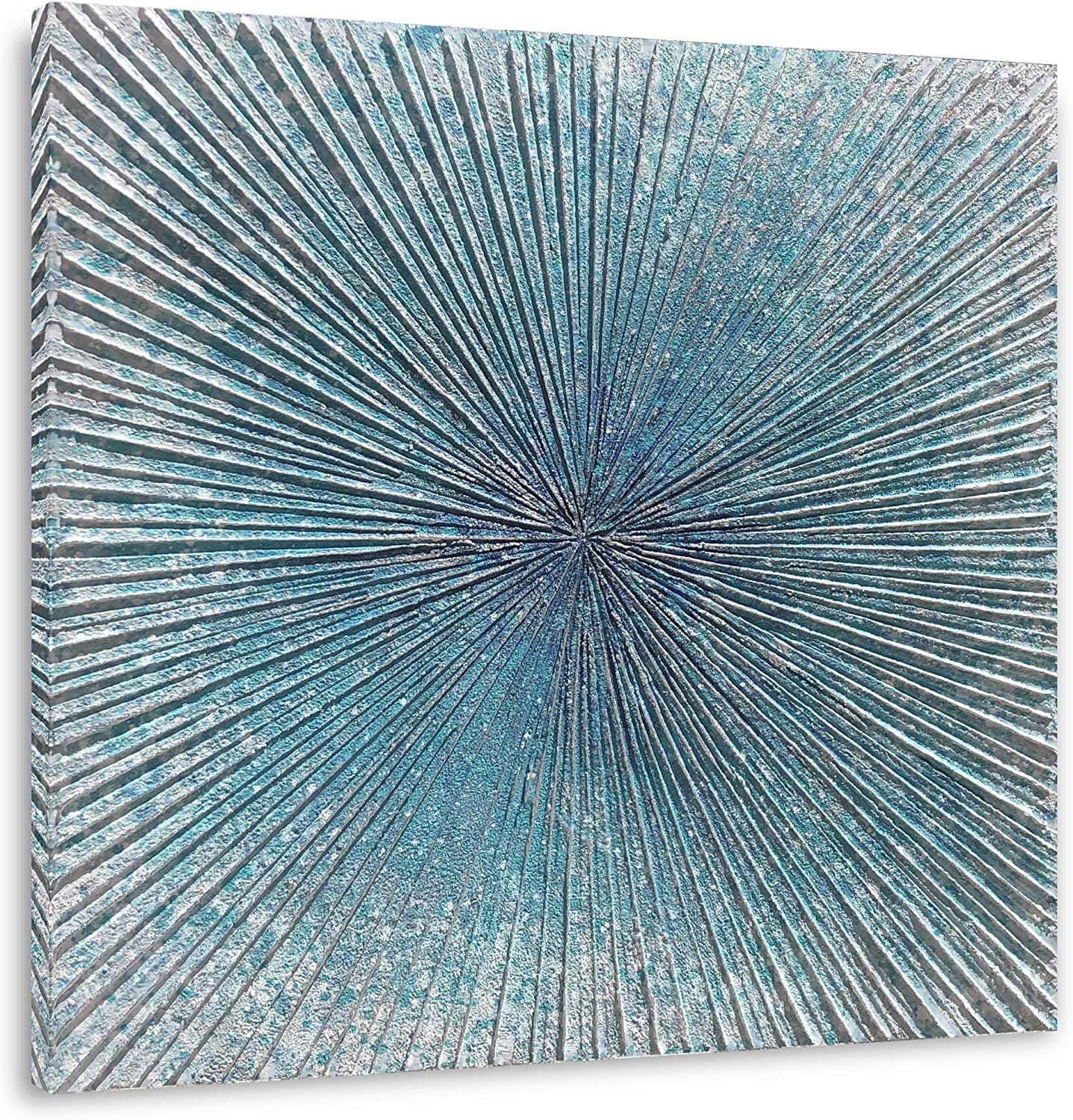 Arts Contemporary Abstract Living Room Wall Art Hand Painted Modern Teal Color Canvas Painting Pictures for Bedroom Bathroom Decor