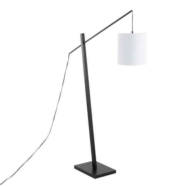 Bayou Breeze Arturo Contemporary Floor Lamp In Black Wood And Black Steel With Fabric Shade