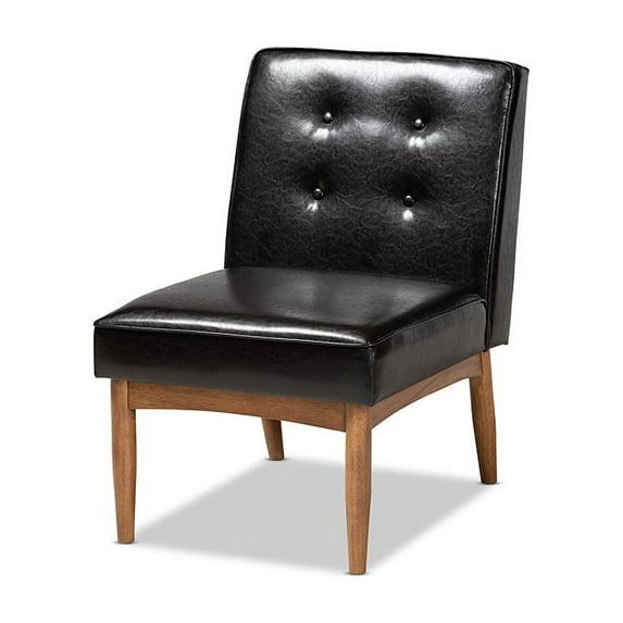Arvid Faux Leather Upholstered Wood Dining Chair Dark Brown/Walnut - Baxton Studio: Mid-Century Modern, Rubberwood Frame, Polyester Fill