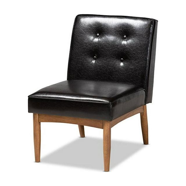 Arvid Faux Leather Upholstered Wood Dining Chair Dark Brown/Walnut - Baxton Studio: Mid-Century Modern, Rubberwood Frame, Polyester Fill