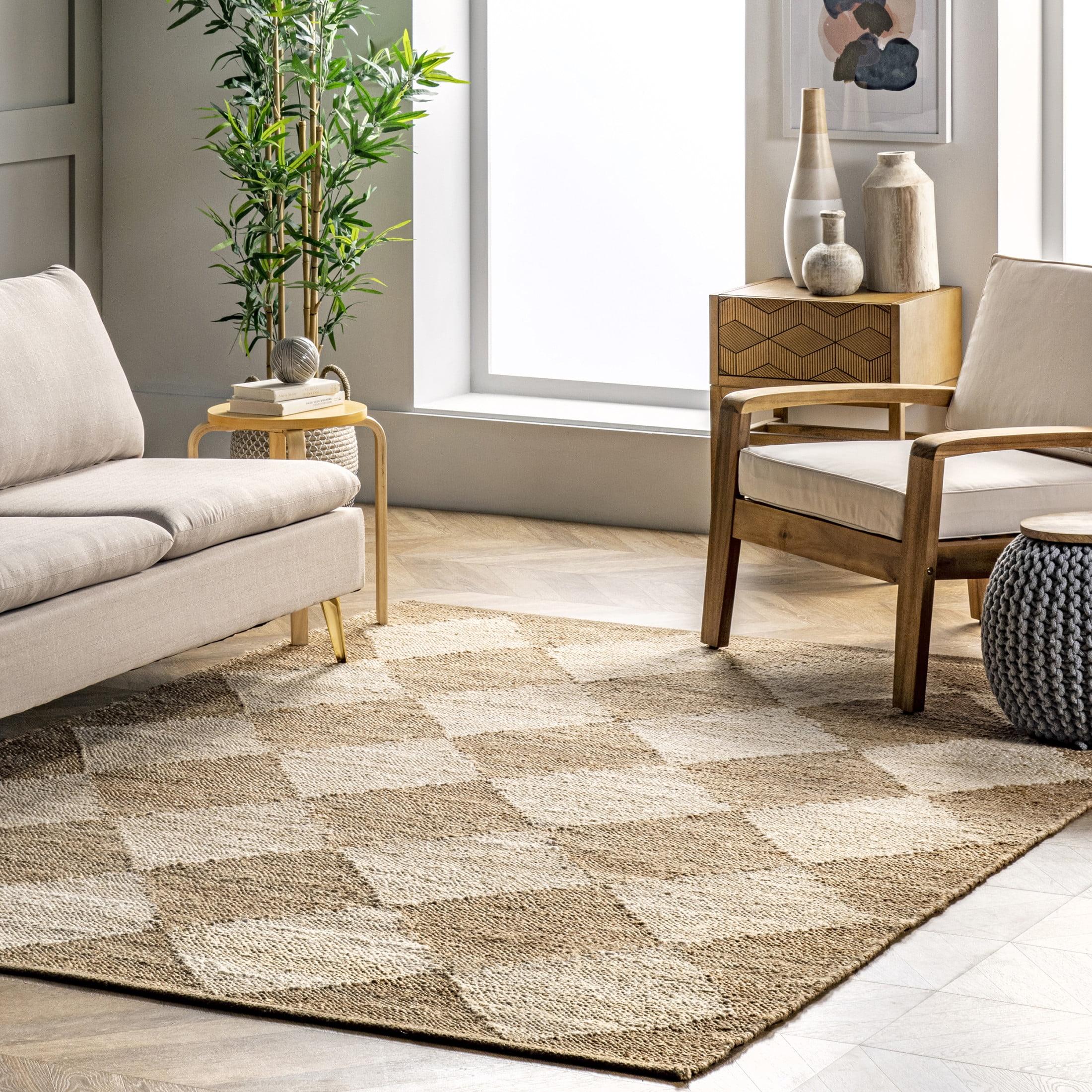 Nuloom Louie Diamond Checkerboard Jute Area Rug, 3' x 5', Natural