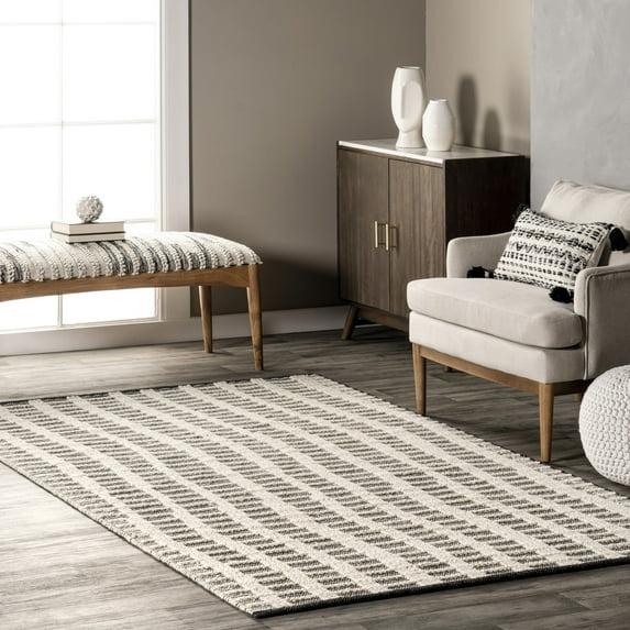Gracie Oaks Parker Check Textured Ivory Area Rug