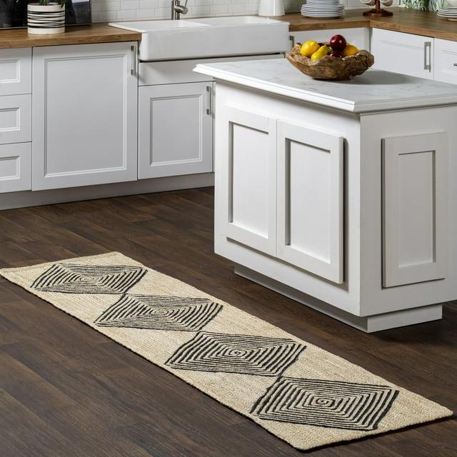 Nuloom Axel Diamond Jute Area Rug, 2' x 8', Natural