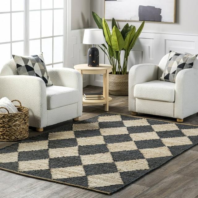 Godelinde Diamond Checkerboard Jute Area Rug