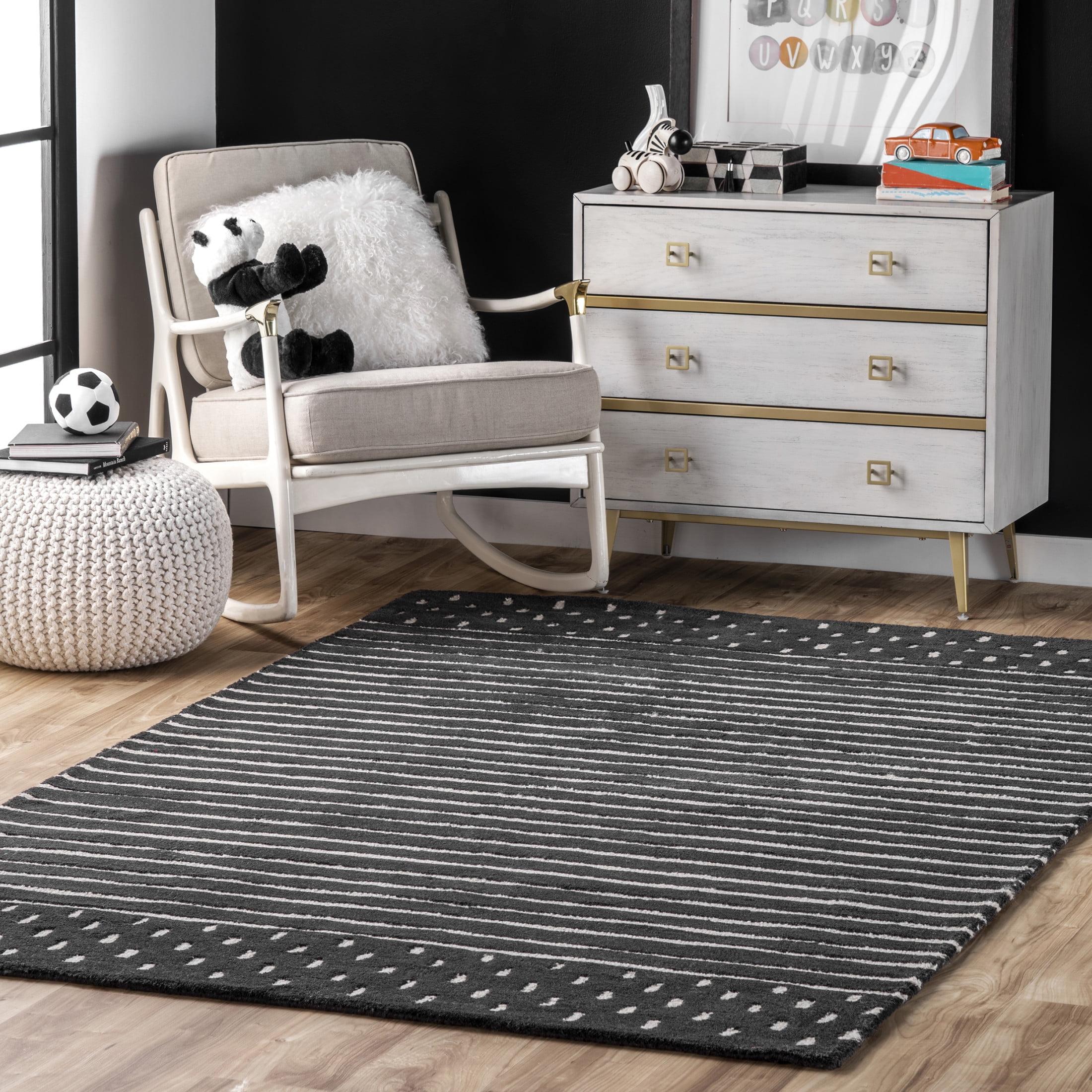 Nuloom Mandia Striped Wool Area Rug, 9' x 12', Charcoal