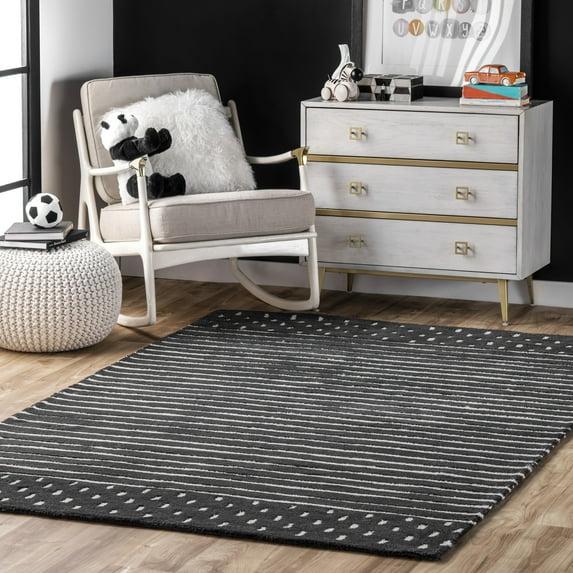 Nuloom Mandia Striped Wool Area Rug, 9' x 12', Charcoal