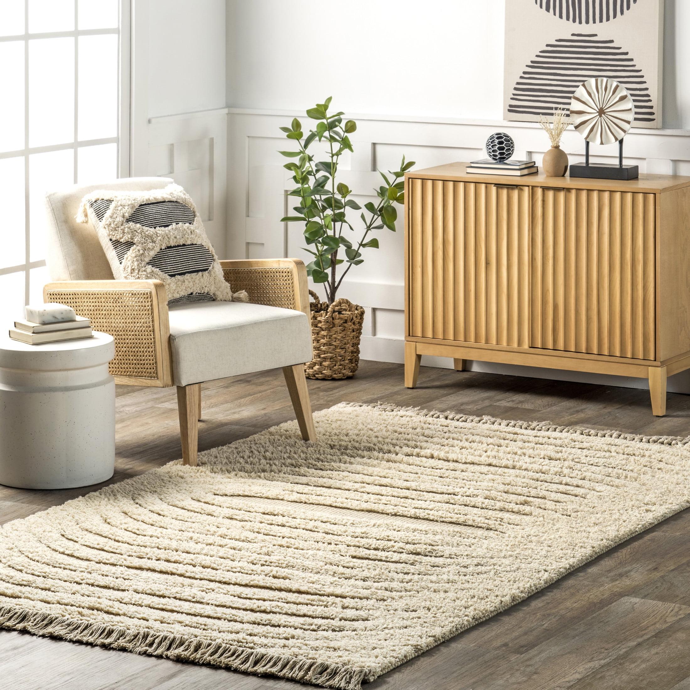 Dakota Fields Riley Textured Shag Ivory Area Rug
