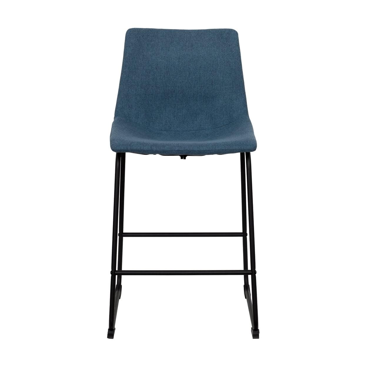Set of 2 Asahi Upholstered Counter Height Barstool Blue - CorLiving: Padded, Modern Design, 265lb Capacity