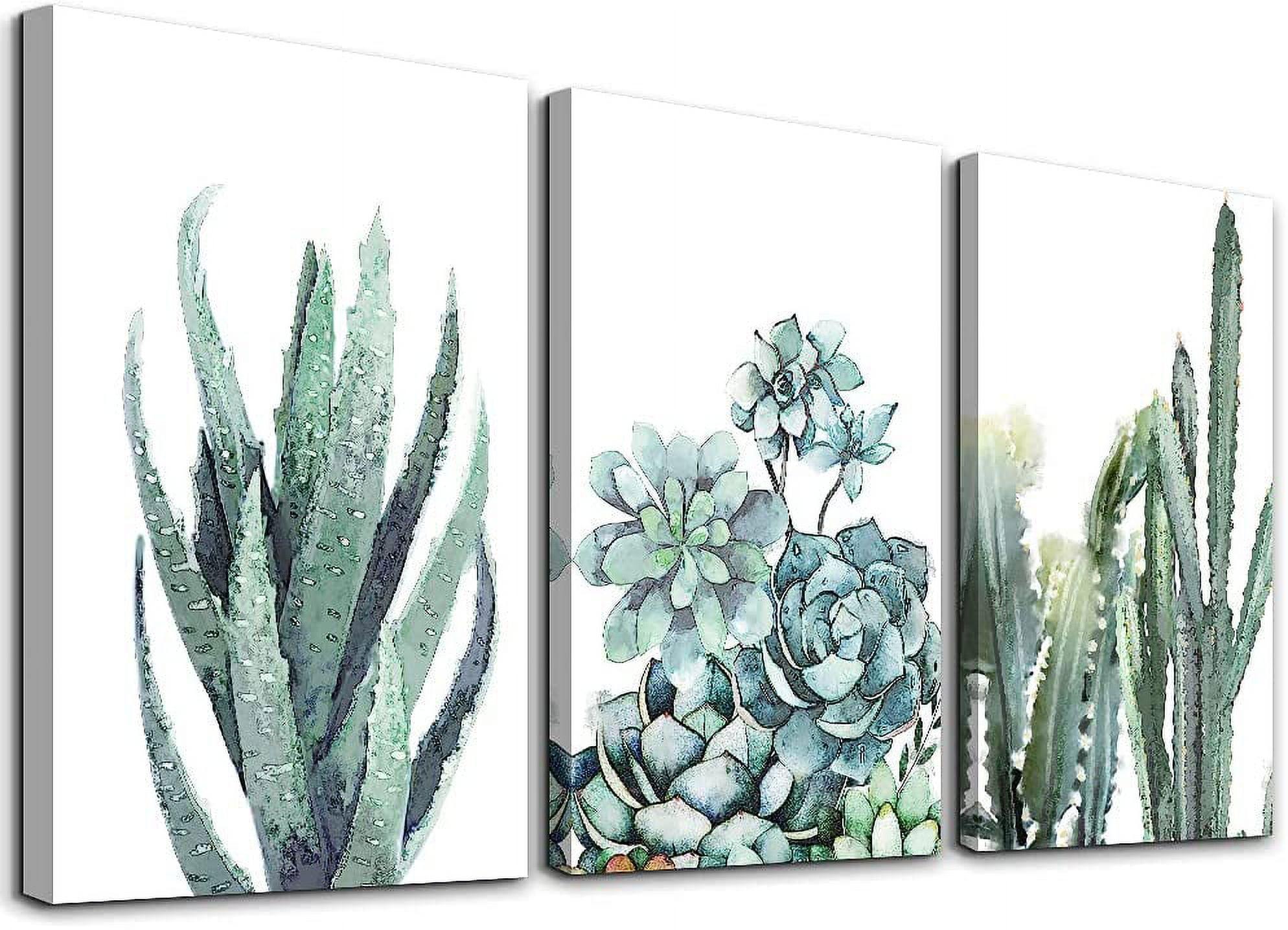 Canvas Wall Art For Living Room Bathroom Wall Decor For Bedroom Kitchen Artwork Canvas Prints Green Plant Flowers Painting 12" X 16" 3 Pieces Modern Framed Office Home Decorations Family Picture