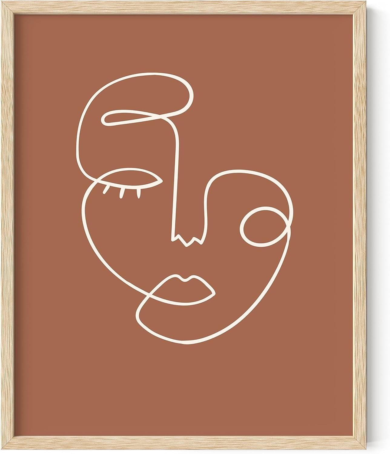 HAUS AND HUES Woman Drawing Line Art Wall Decor - Female Figure Wall Art | Silhouette Drawings Artwork Line Drawing Wall Art Minimalist Wall Decor | 12"x16" UNFRAMED