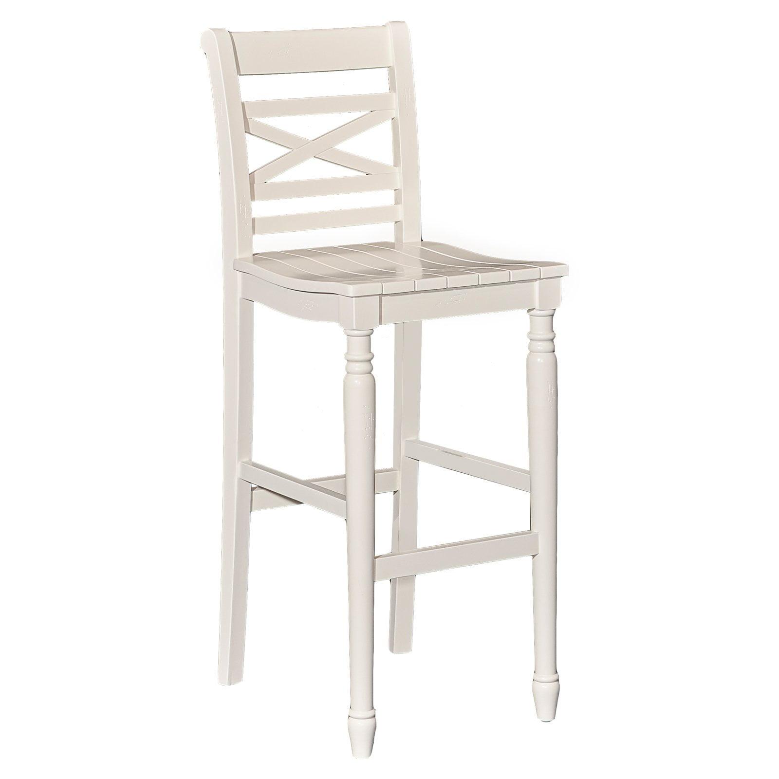 Asher 30.25" White Wood Bar Stool with X-Back