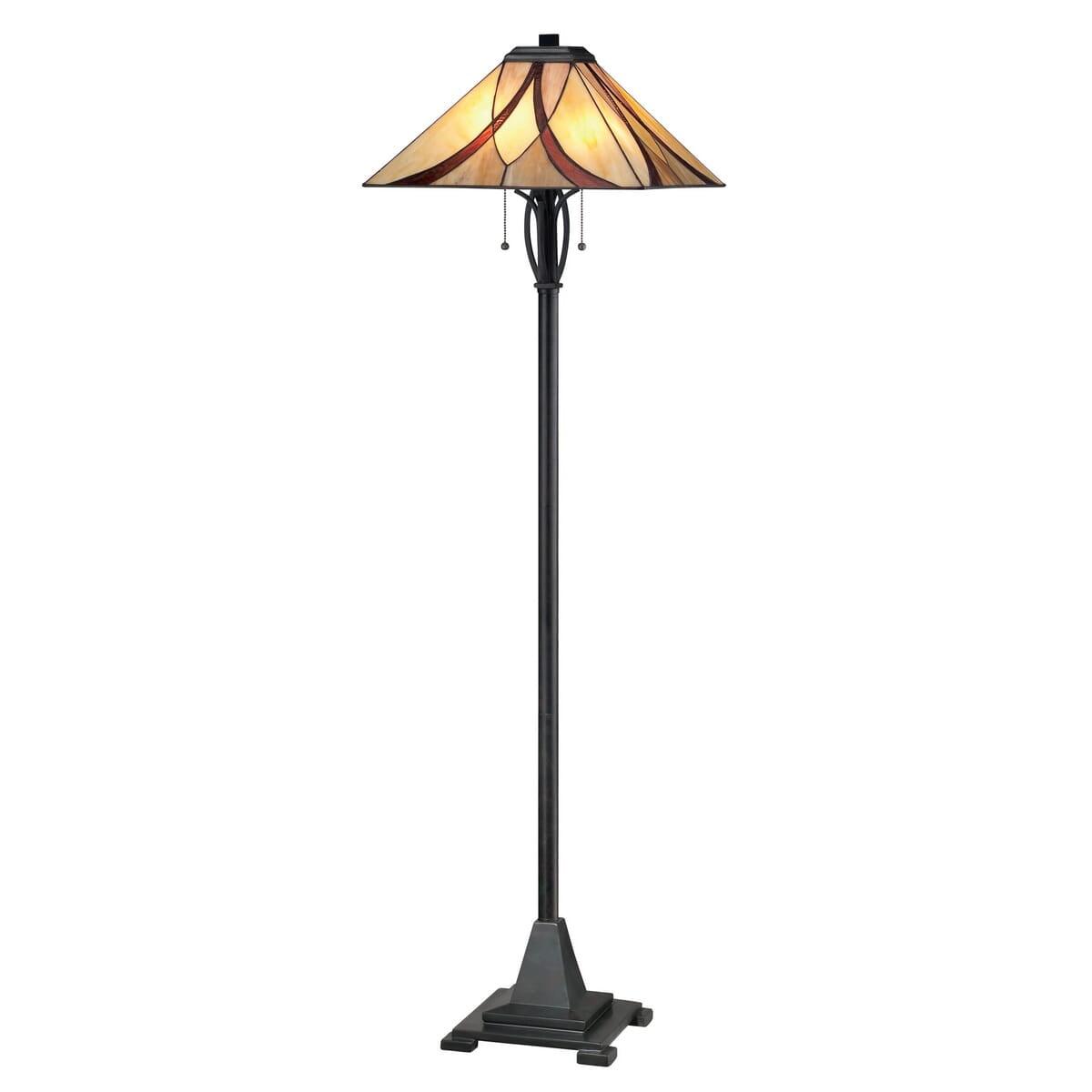 Asheville Bronze 60" Floor Lamp with Tiffany Glass Shade