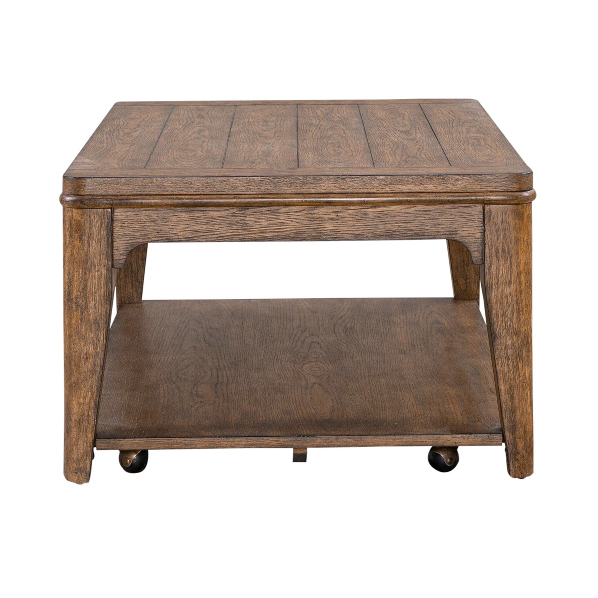 Ashford Brown Rectangular Wood Cocktail Table with Bottom Shelf