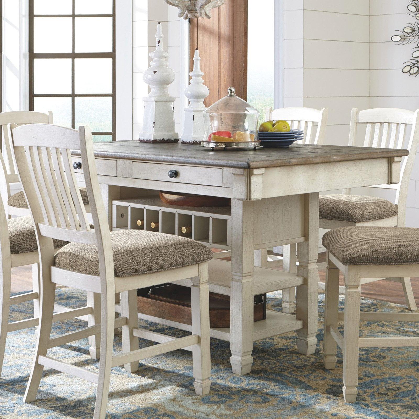 Cottage Charm Antique White Extendable Counter Height Dining Set