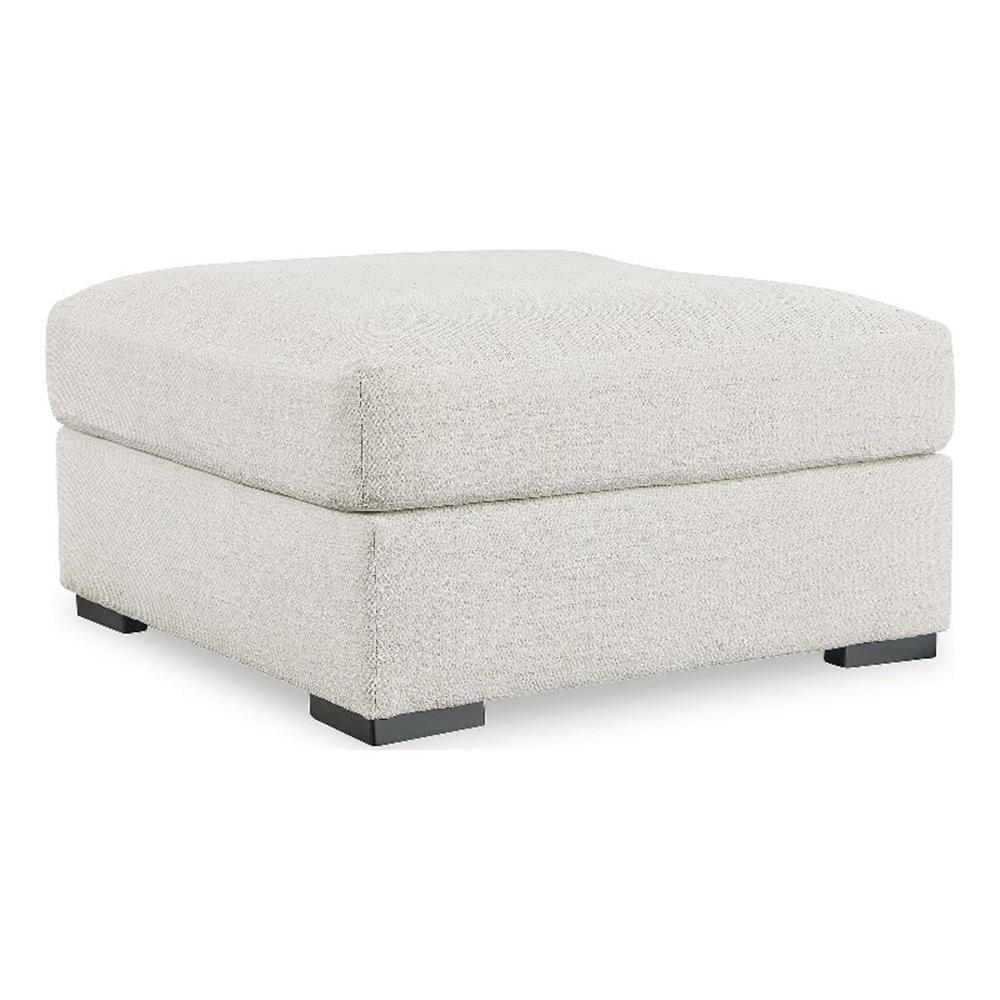 Oversized White Polyester Upholstered Square Ottoman