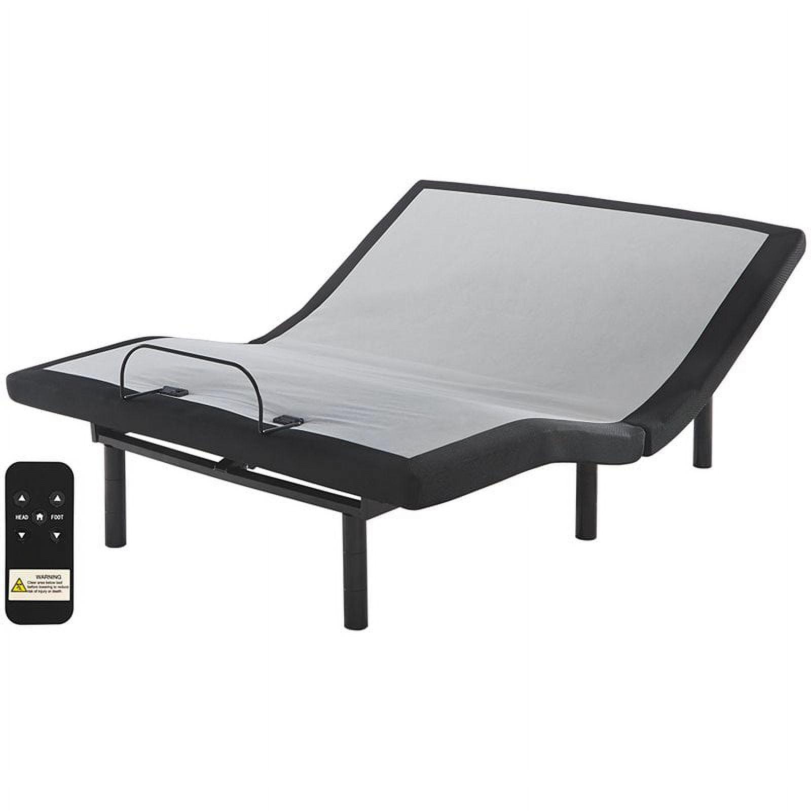 King Adjustable Gray Metal Frame Bed with USB Ports