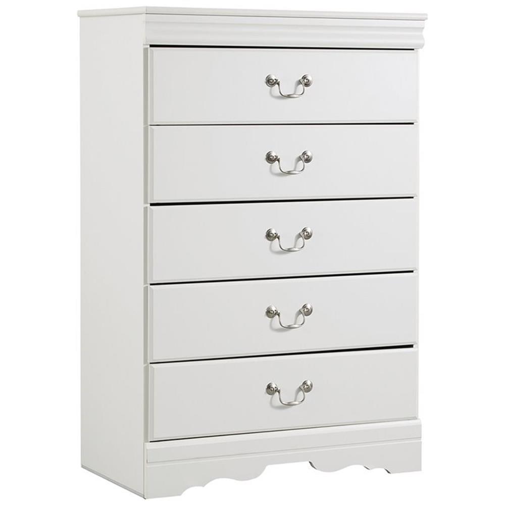 Anarasia Chest of Drawers White: 5-Drawer Storage, Louis Philippe Style - Signature Design by Ashley