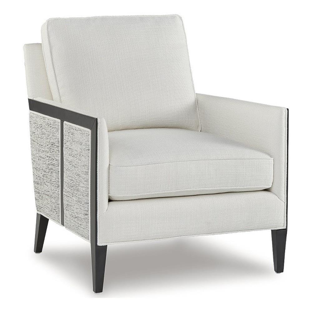 Ivory and Black Geometric Wood Frame Accent Chair