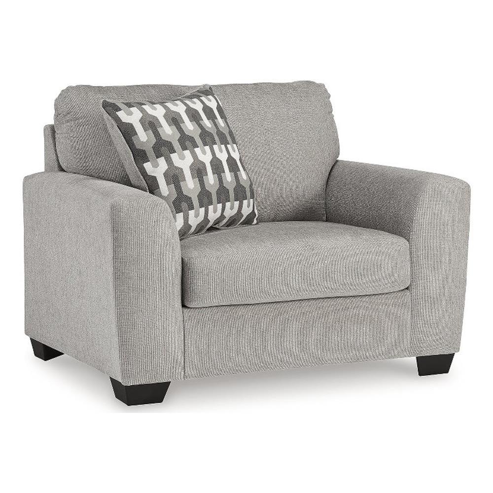 Gray Polyester Oversized Chair with Faux Wood Finish