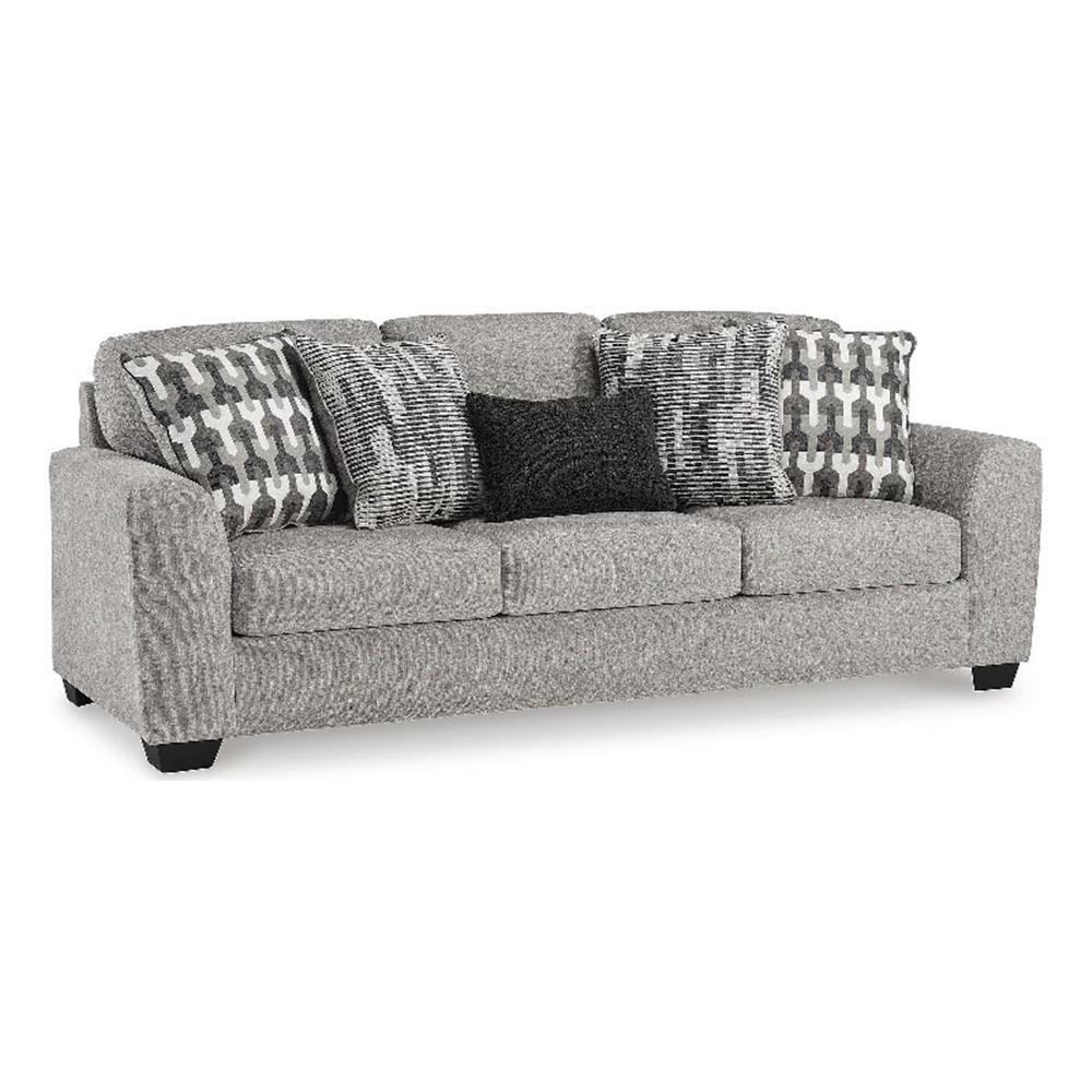 Gray Polyester Stationary Sofa with Pillow-top Arm