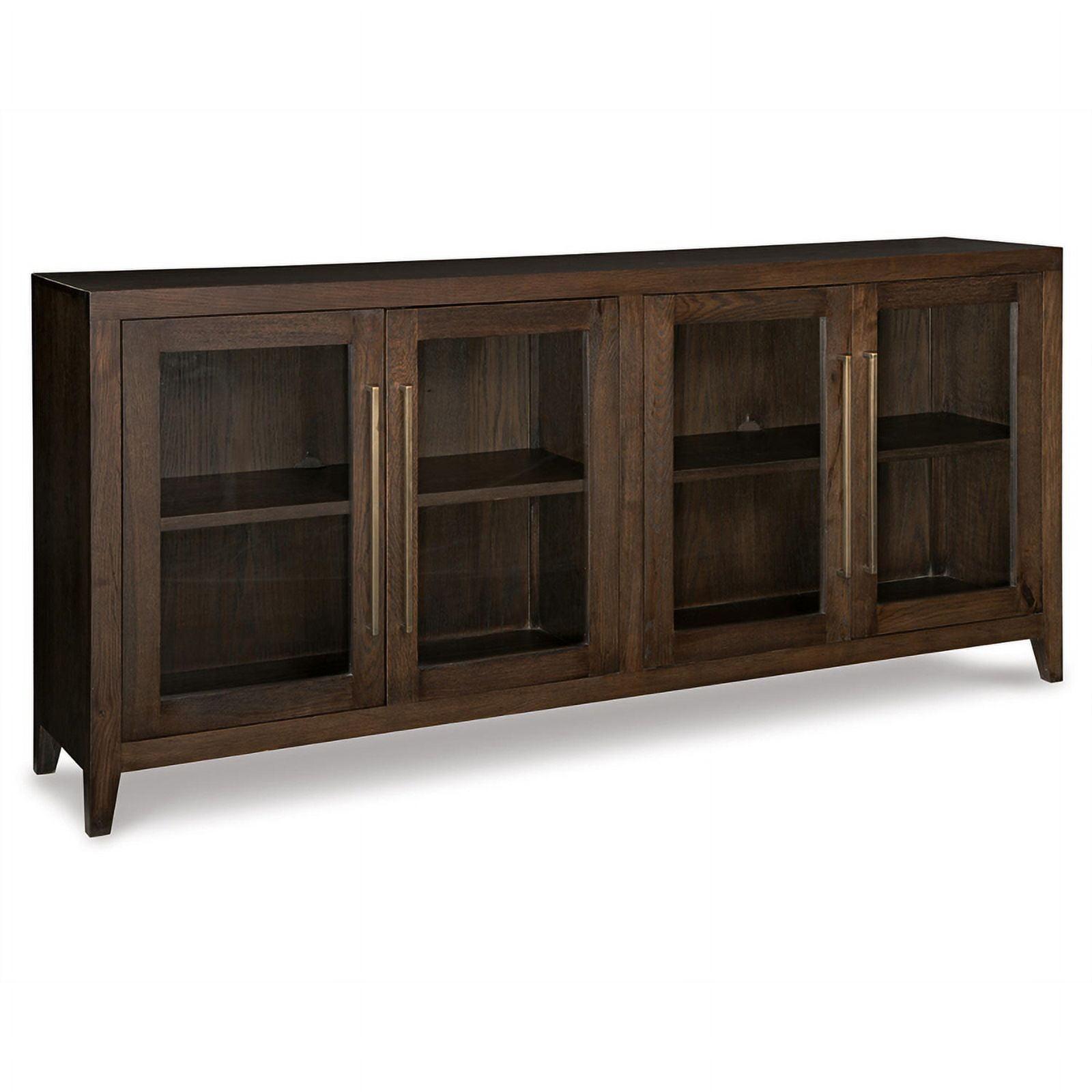 Balintmore 80" Brown Oak Veneer Accent Cabinet with Adjustable Shelving