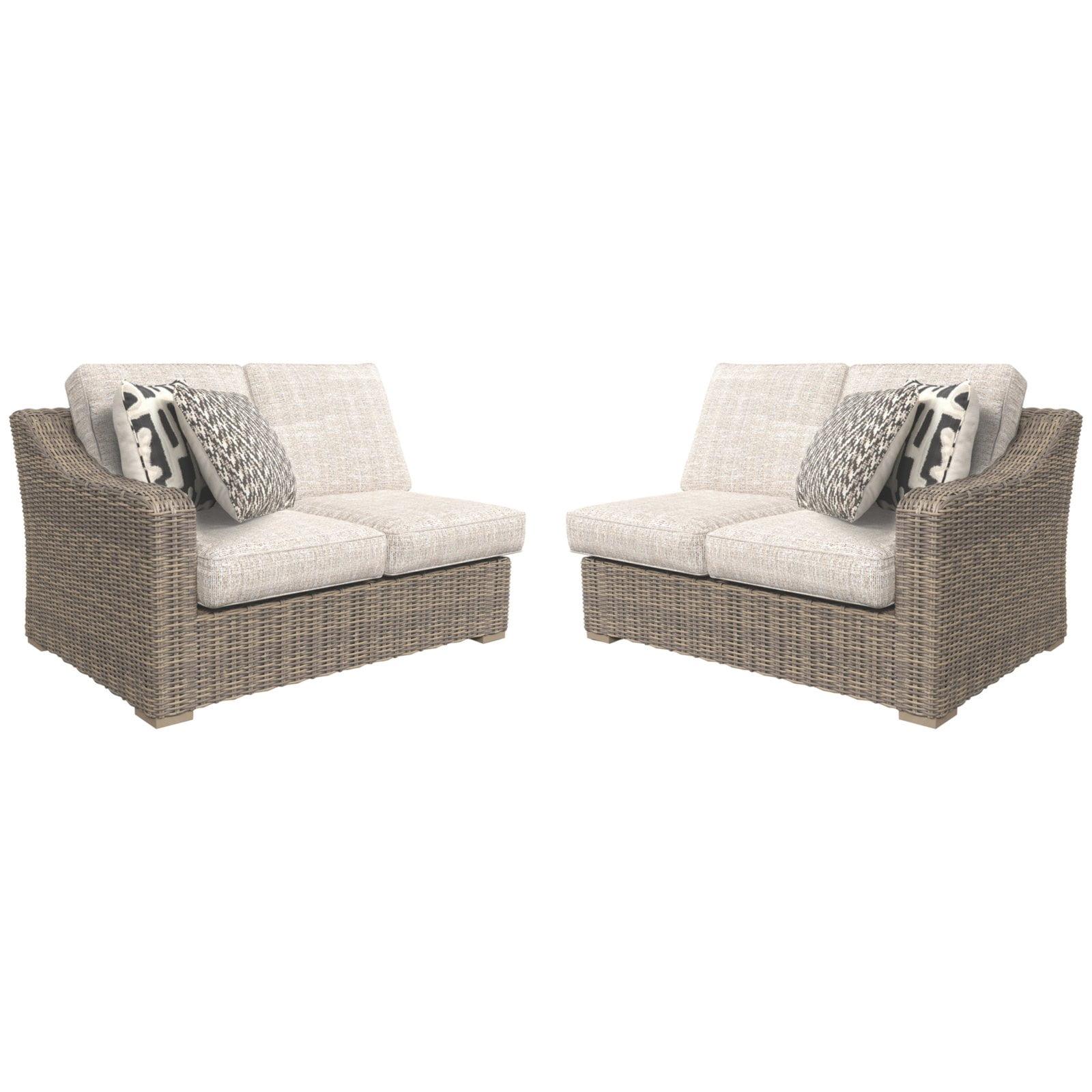 Ashley Furniture Beachcroft 2 Piece Patio Loveseat Set in Beige