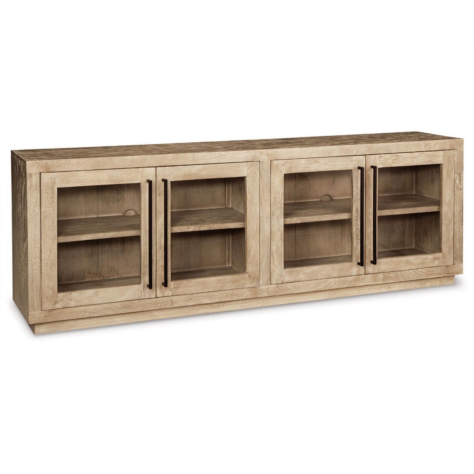 Natural Light Brown Mango Wood 4-Door Accent Cabinet