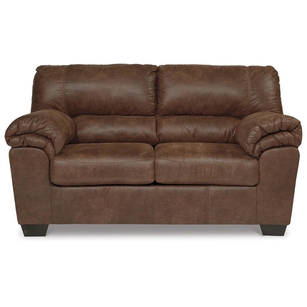 Traditional 69'' Brown Faux Leather Loveseat with Pillow-top Arms