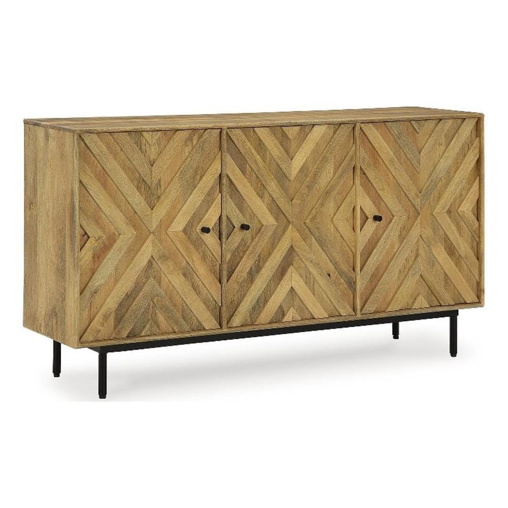 Cadewick Natural Mango Wood and Black Metal Accent Cabinet