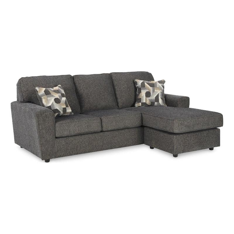 Slate Gray Fabric Two-Piece Sofa Chaise with Track Arms