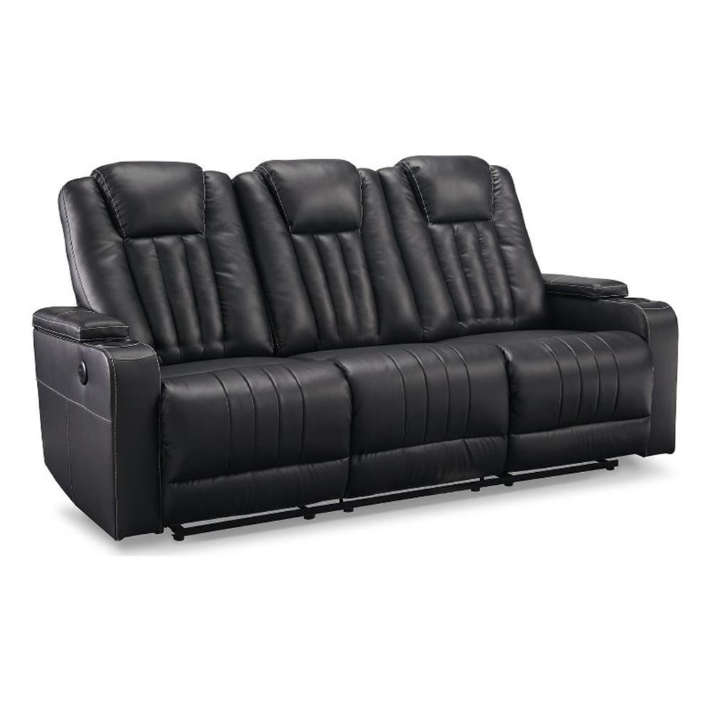 Ashley Furniture Center Point Faux Leather Reclining Sofa in Black