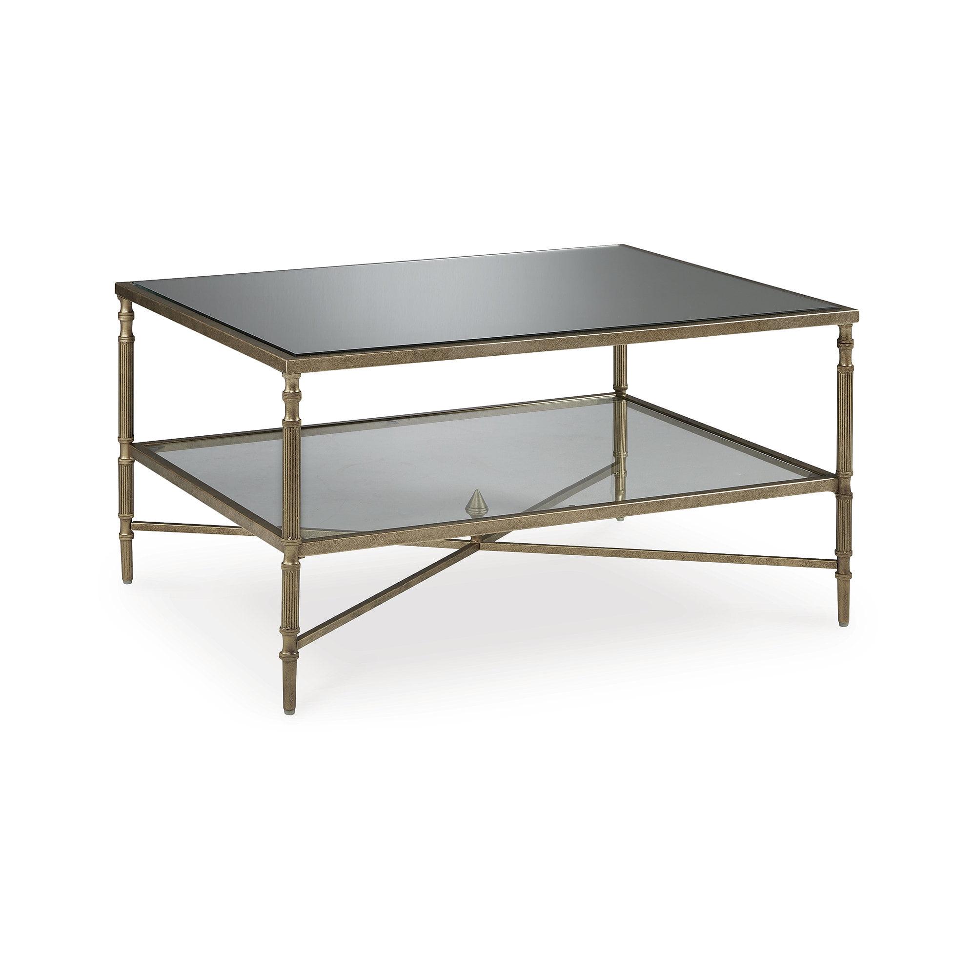 Signature Design by Ashley Cloverty Glass Top Coffee Table, Aged Gold