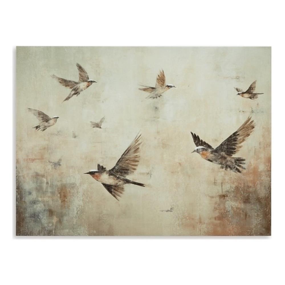 Gray and Brown Bird Canvas Wall Art with Wood Frame