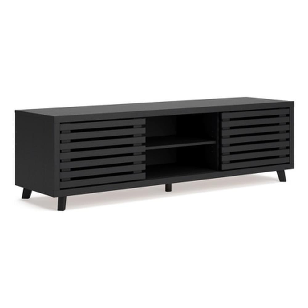 Danziar 72" Matte Black TV Stand with Cabinet