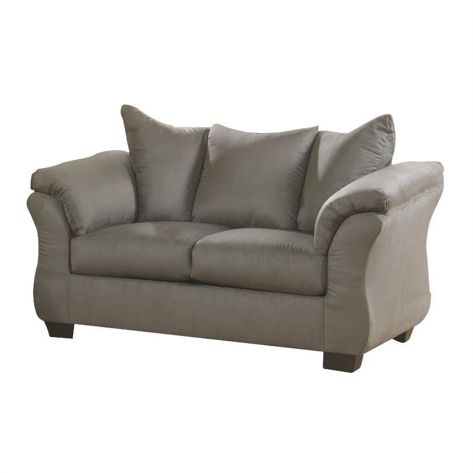 Darcy Cobblestone Fabric Loveseat with Flared Arms