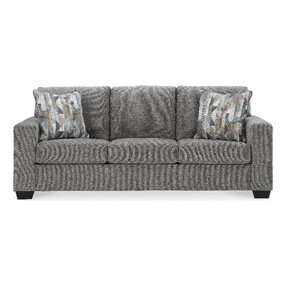 Ashley Furniture Deltona Graphite Sofa with Decorative Accent Pillows